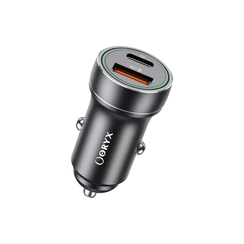 ORYX NCC-220 Chargeur de voiture rapide Type-C et USB 20W Noir