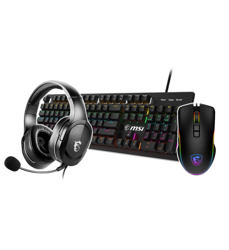 PACK GAMER MSI SOURIS GAMER GM300 + CLAVIER GAMER GK300 BLEU SWITCH + CASQUE GAMER GH20