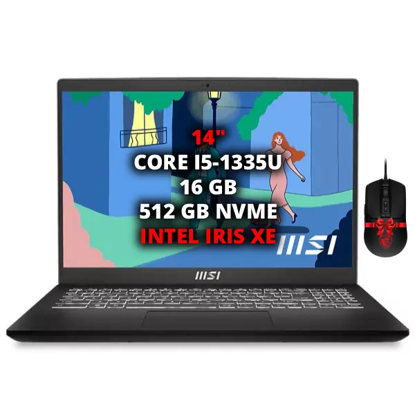 MSI Modern 14 C13M – Core i5 13th, 16Go RAM, Iris Xe + Souris